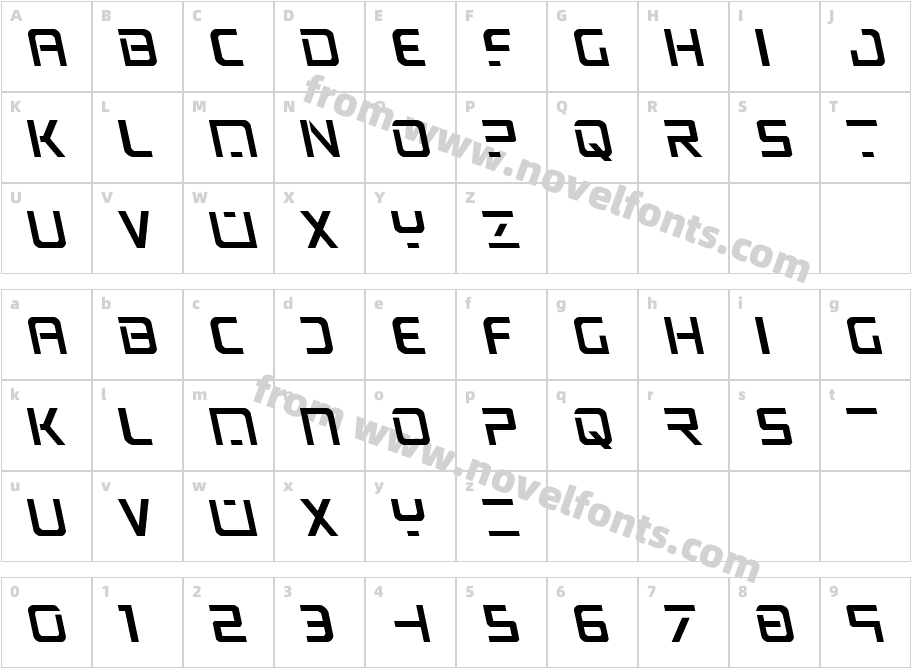 PsYonic VII LeftalicCharacter Map