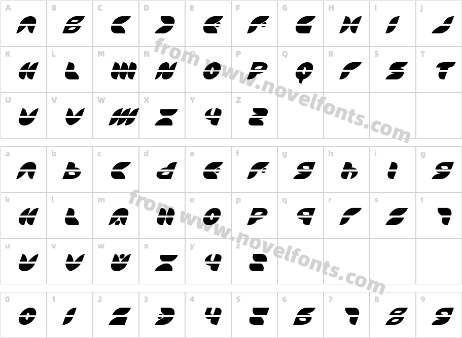 Puff Angel Laser ItalicCharacter Map