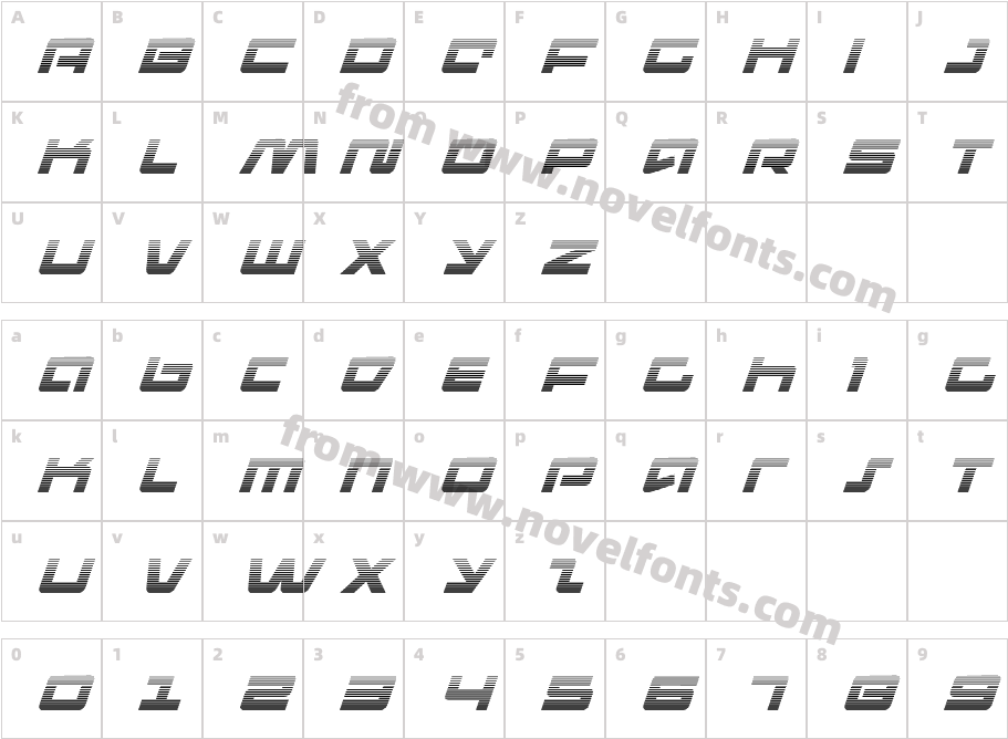 Pulse Rifle Gradient ItalicCharacter Map