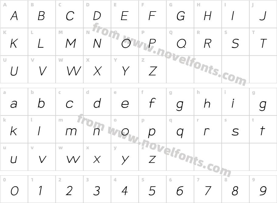 Armata Hairline ObliqueCharacter Map