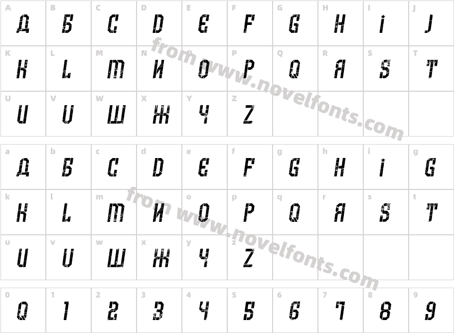 Armenia Grunge ItalicCharacter Map