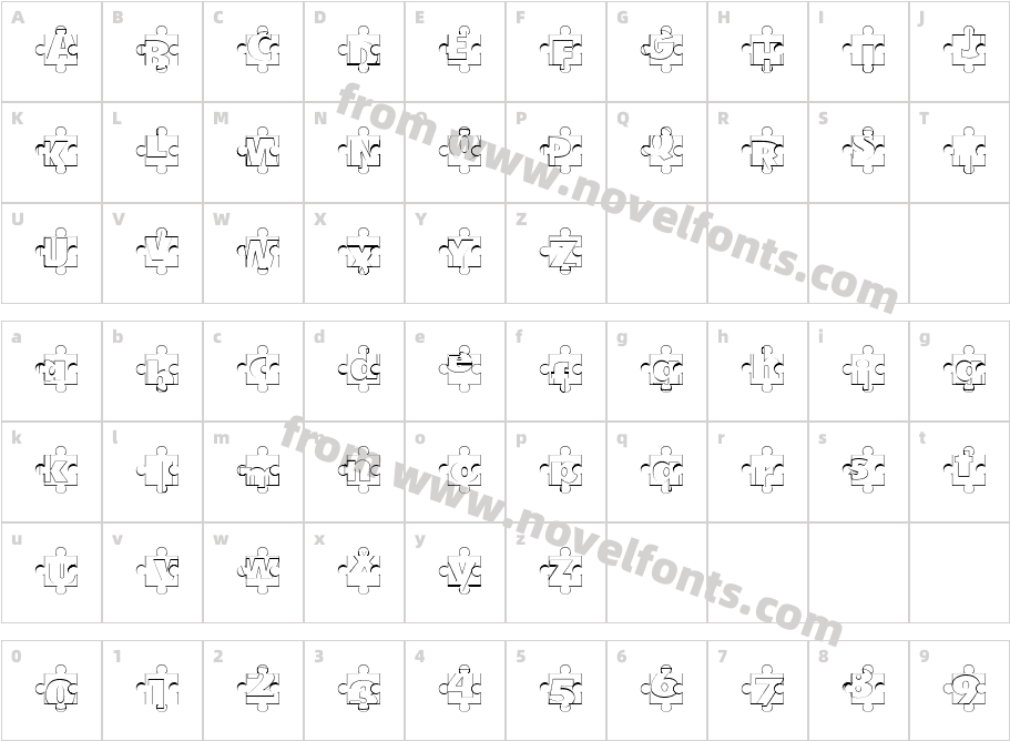 Puzzle Pieces OutlineCharacter Map