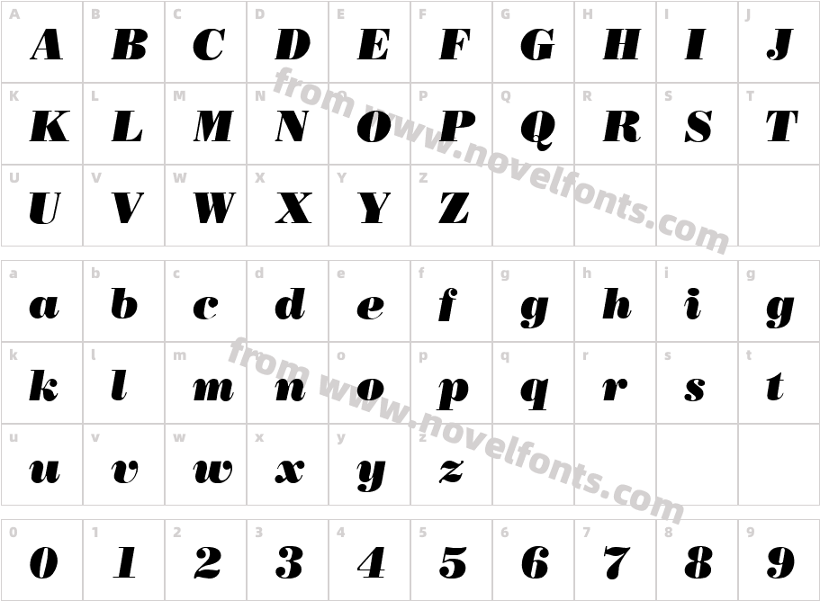 QTBodiniPoster ItalicCharacter Map