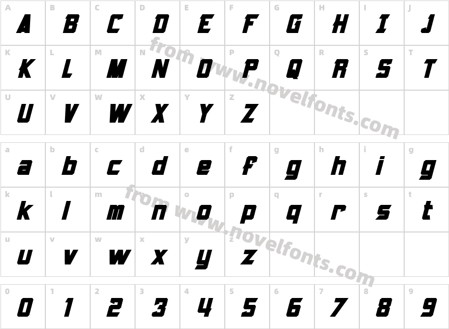 Armorhide Bold ItalicCharacter Map