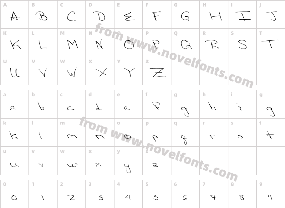 QTHandwriting RegularCharacter Map