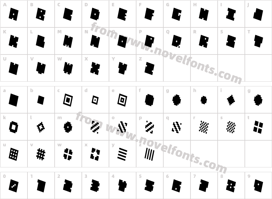 QUBE THIN ITALICCharacter Map