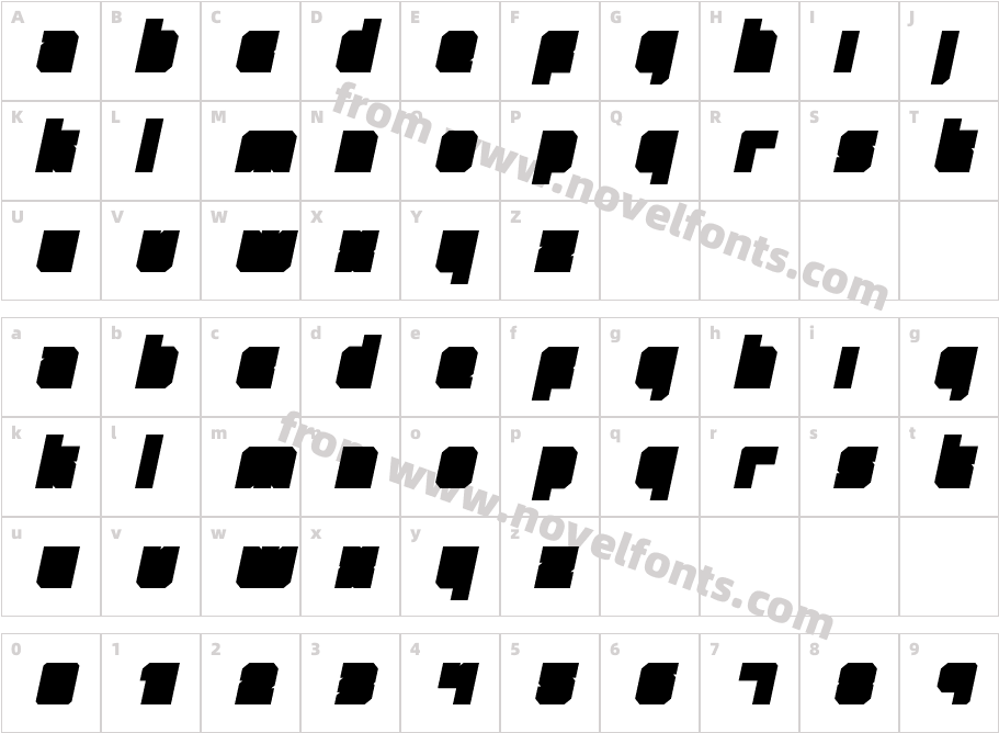 Qbic ItalicCharacter Map