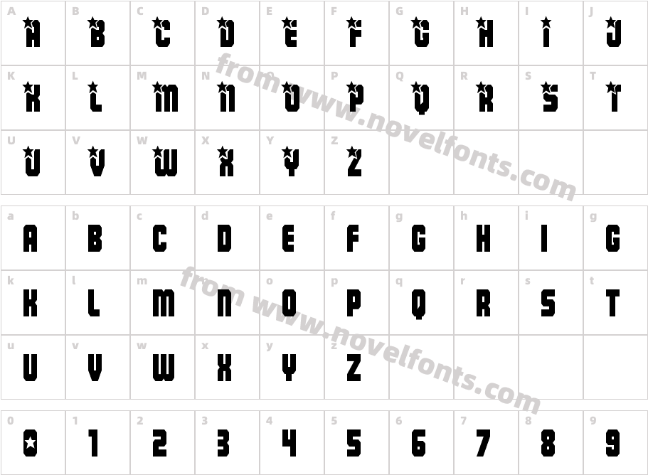 Army Rangers CondensedCharacter Map