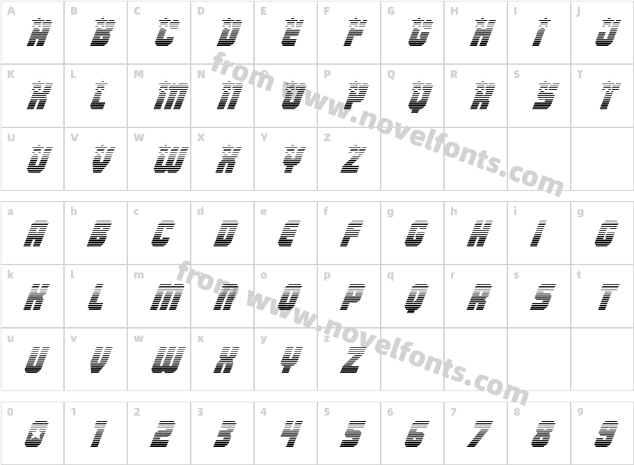 Army Rangers Gradient ItalicCharacter Map