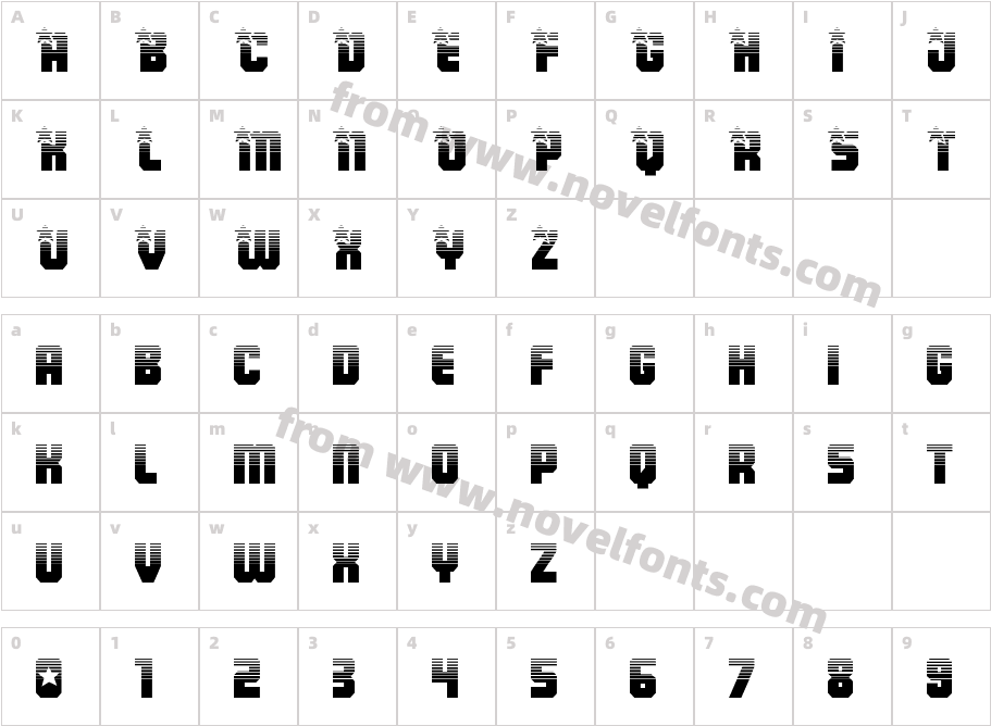 Army Rangers Half-Tone RegularCharacter Map