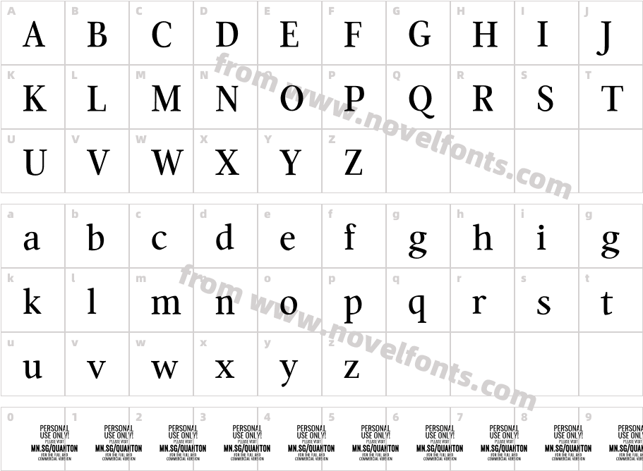 Quanton PERSONAL USE ONLY RegularCharacter Map