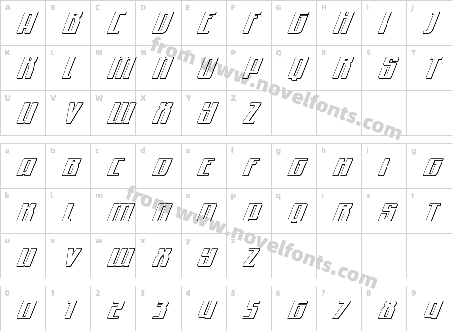 Quantum of Malice 3D ItalicCharacter Map