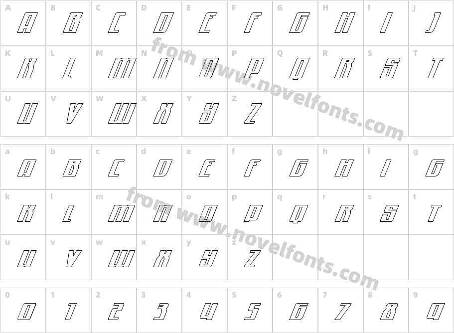 Quantum of Malice Outline ItalicCharacter Map