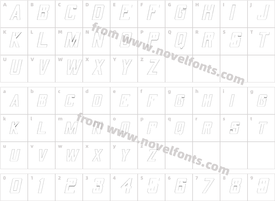 QuarterbackOutlineObliqueSWFTECharacter Map