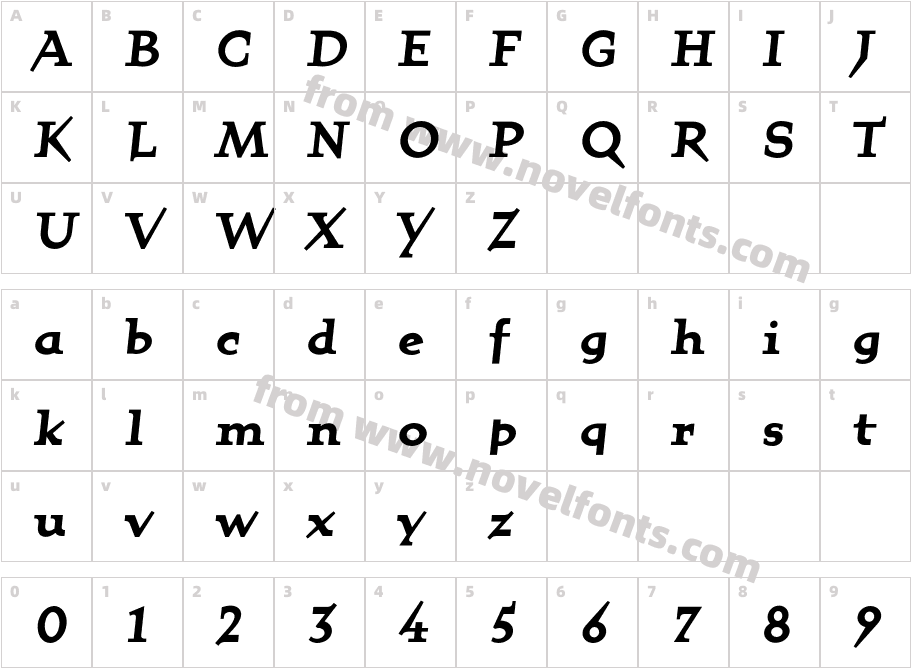 QuartetBoldCharacter Map