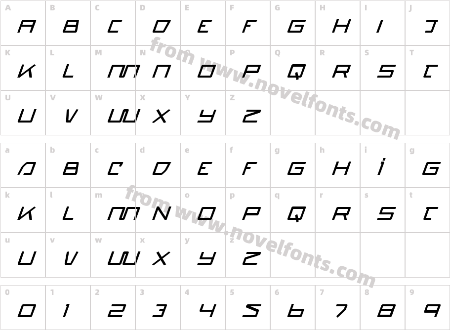 Quasitron Bold ItalicCharacter Map