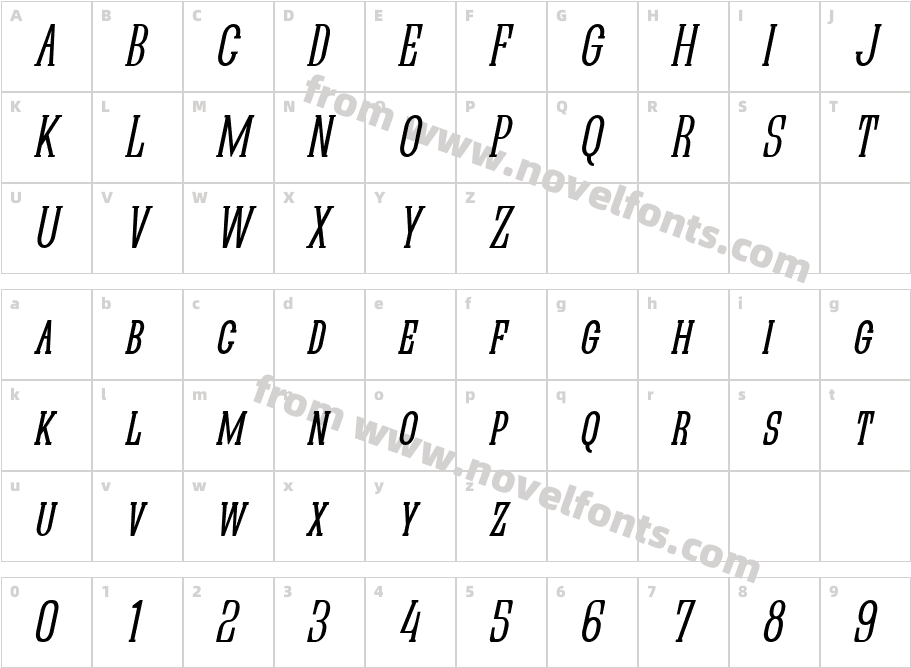 Quastic Kaps Narrow ItalicCharacter Map