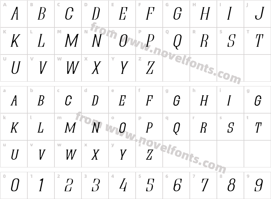 Quastic Kaps Thin ItalicCharacter Map