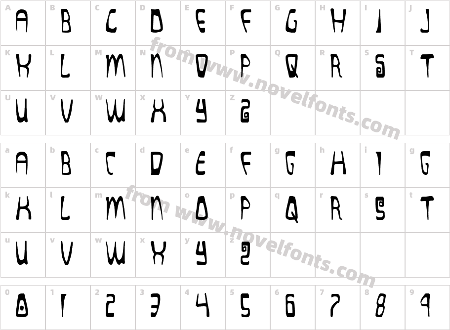 Quatl CondensedCharacter Map