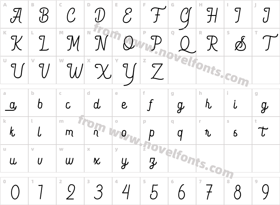 Quefira RegularCharacter Map