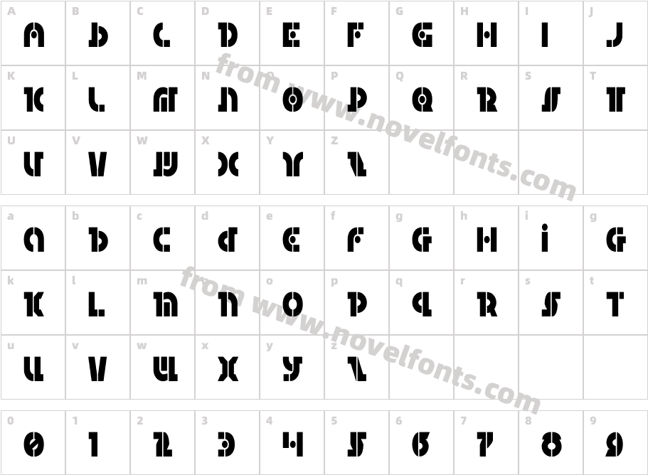 Questlok CondensedCharacter Map