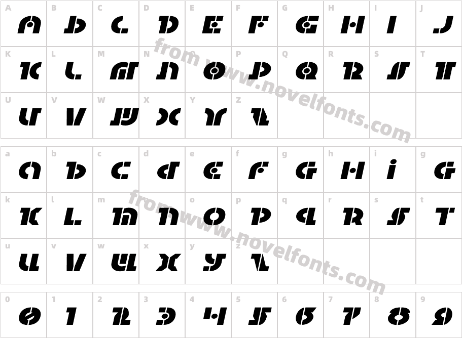 Questlok Expanded ItalicCharacter Map