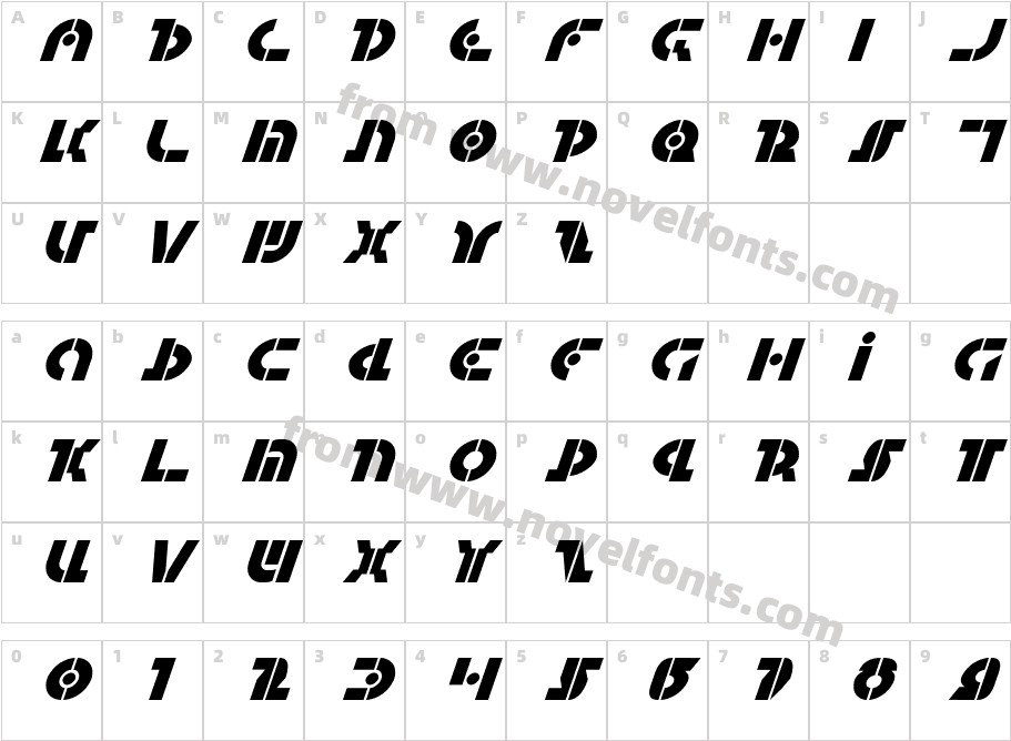 Questlok ItalicCharacter Map