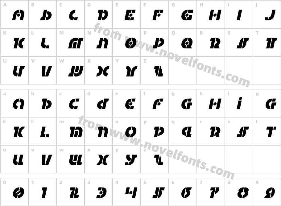 Questlok Title ItalicCharacter Map