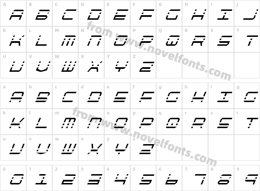 Quick Quick Condensed ItalicCharacter Map