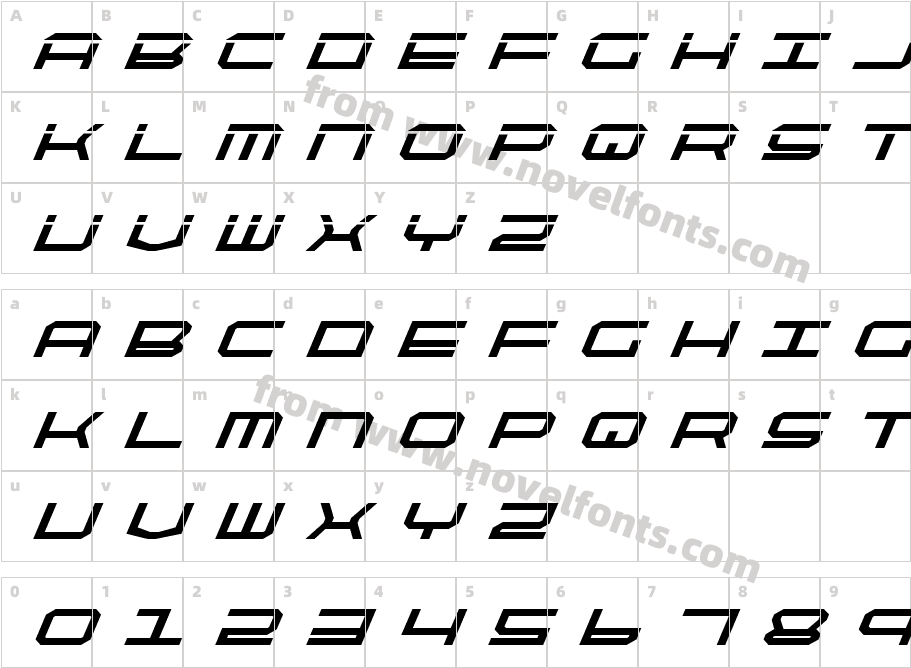 Quick Tech Bold ItalicCharacter Map