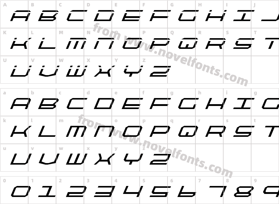 Quick Tech ItalicCharacter Map