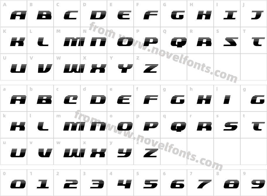 Quickening Half-Tone ItalicCharacter Map