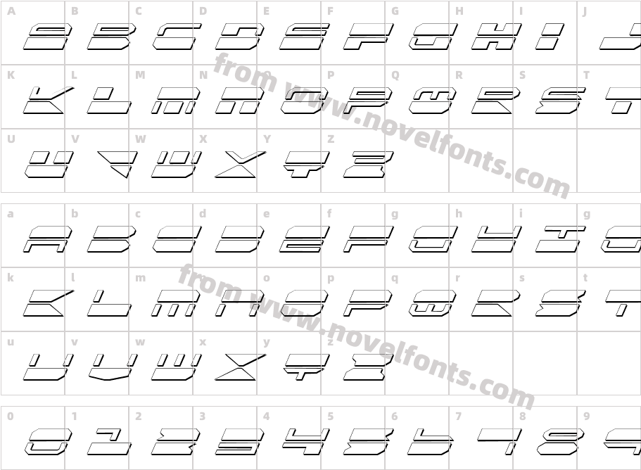 Quickmark Shadow ItalicCharacter Map