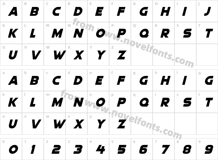 Quicksilver ItalicCharacter Map