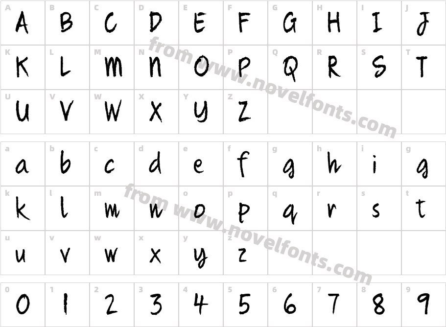 Quikhand 1.1Character Map