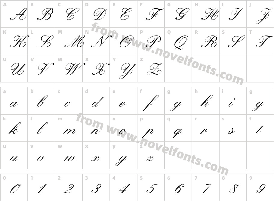 Quill Script S SiCharacter Map