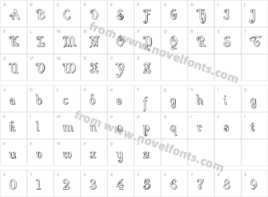 Quill Sword OutlineCharacter Map