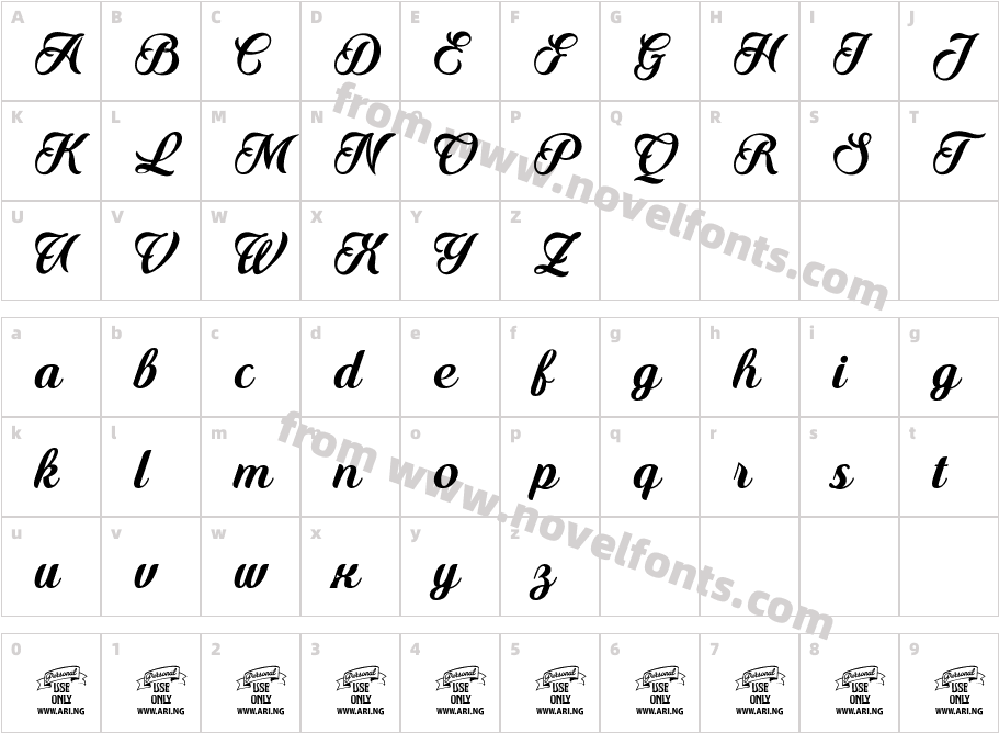 Quincho Script PERSONAL USECharacter Map