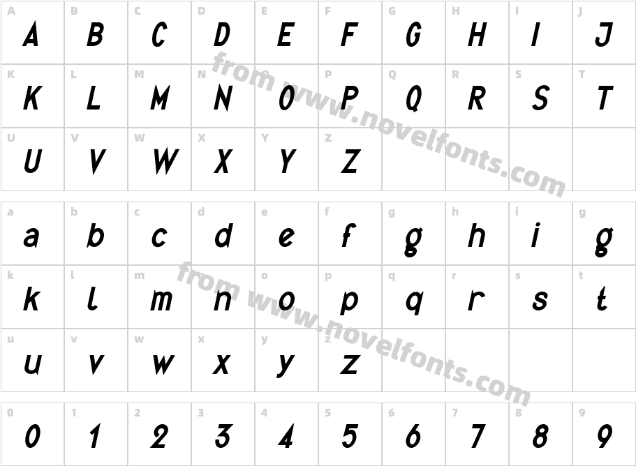 Quirkus Bold ItalicCharacter Map