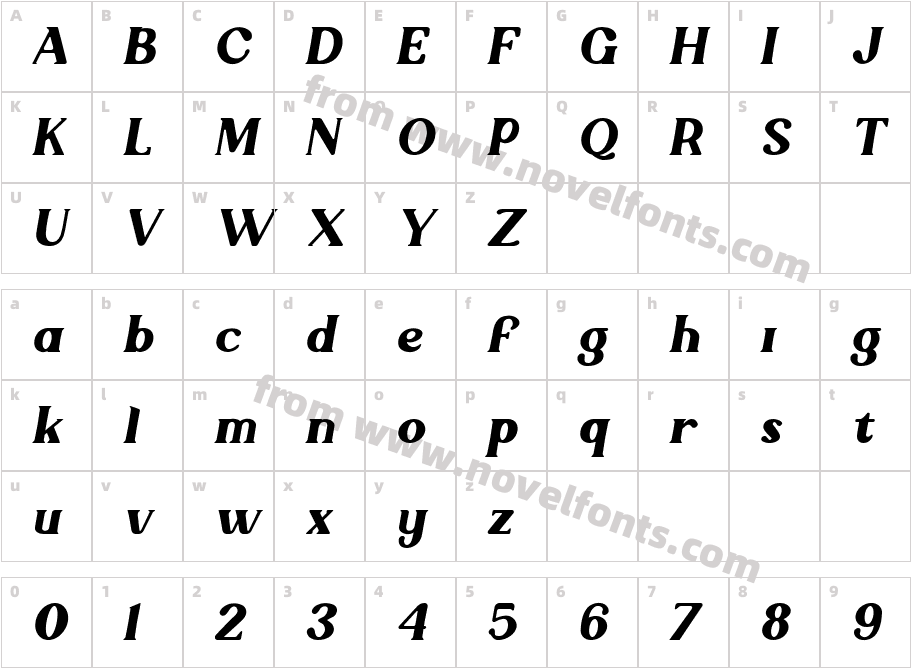 Quitery-ItalicCharacter Map