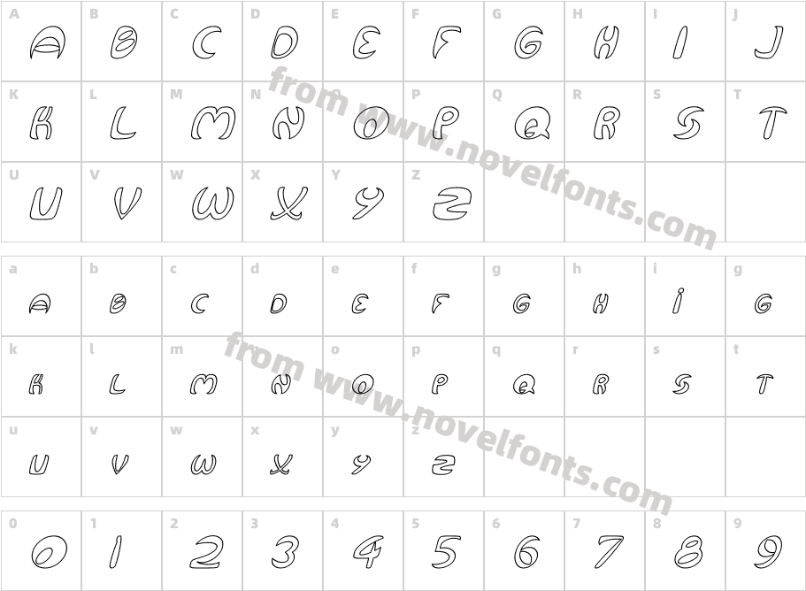 Qurve Hollow ItalicCharacter Map