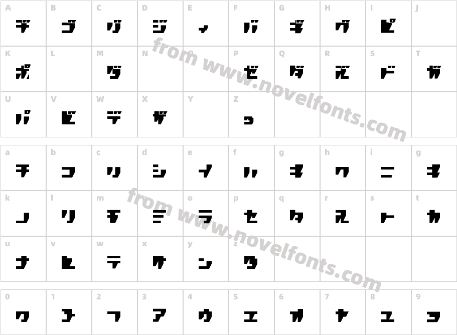 R.P.G. KATAKANACharacter Map