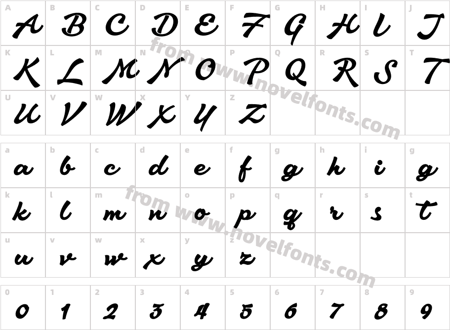 Aromia Script BlackCharacter Map