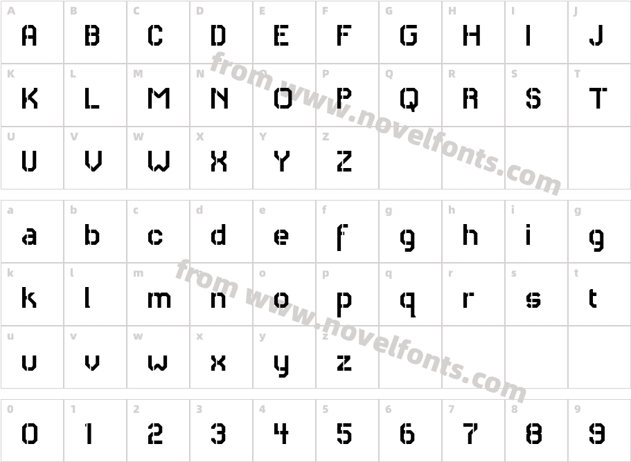 RH Carrier StencilCharacter Map