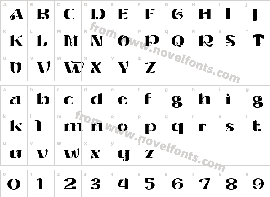 ROLLER ALIKA BoldCharacter Map