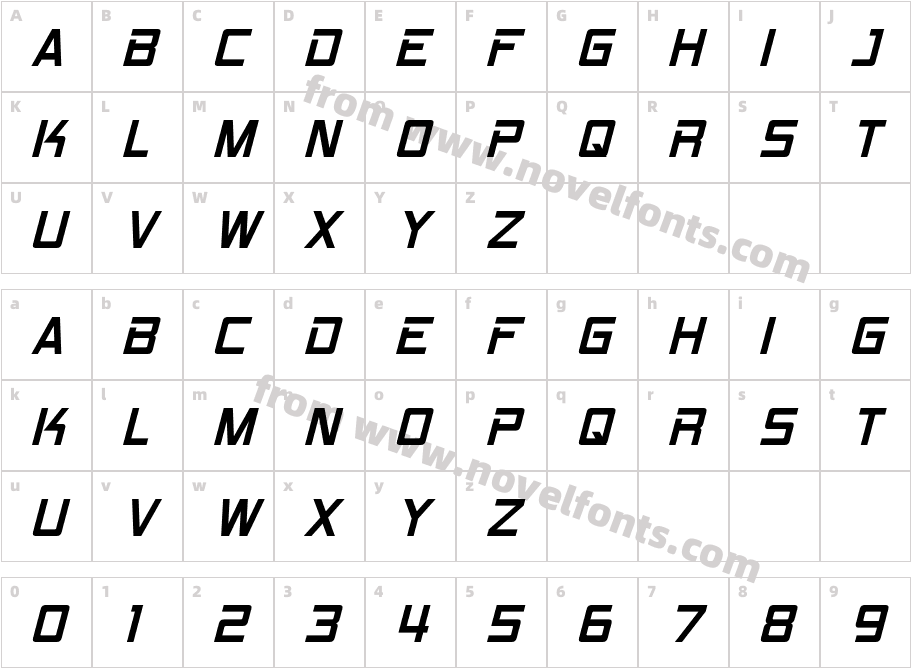 RPM ItalicCharacter Map