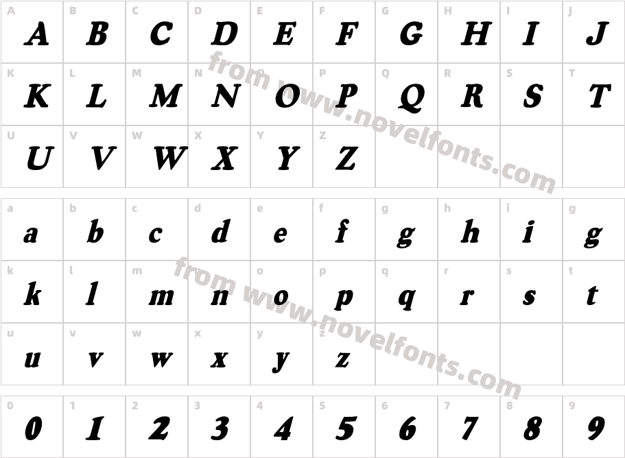 RSOswaldGrey ItalicCharacter Map