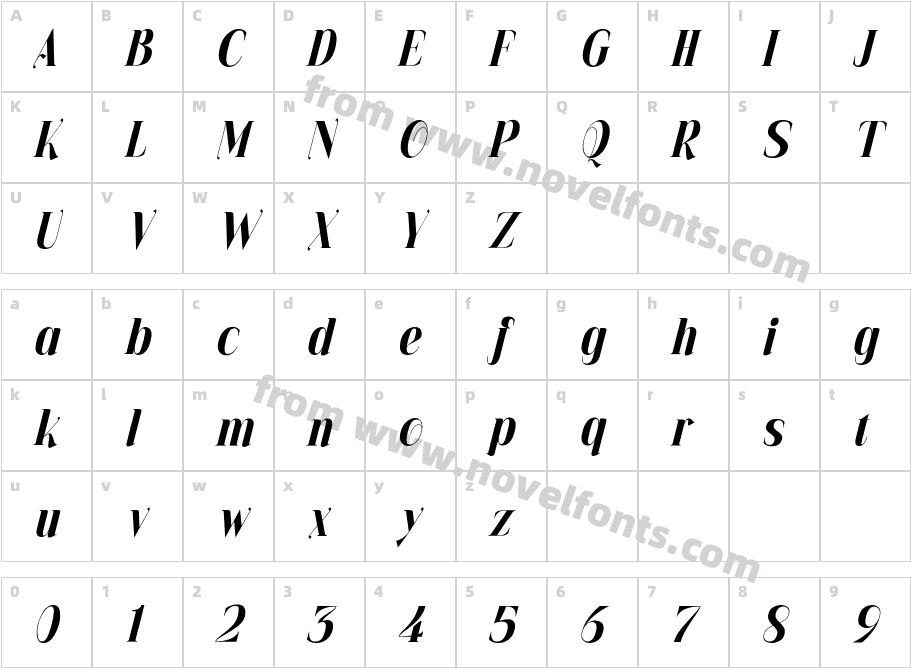 Ragiel Bold ItalicCharacter Map