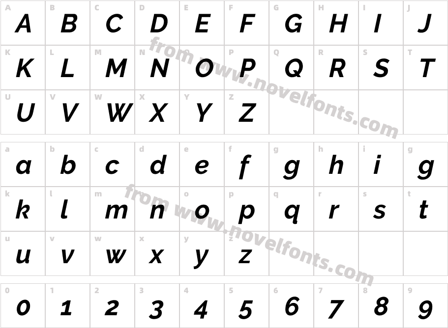 Raleway Bold ItalicCharacter Map