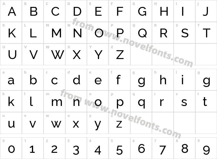 Raleway MediumCharacter Map